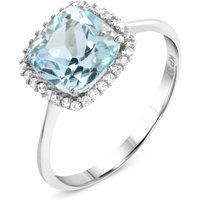 Aquamarin Kissenring mit Halo