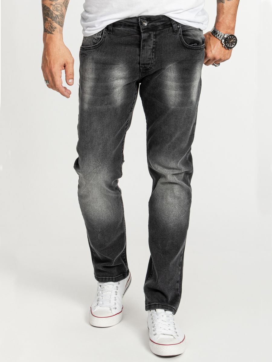 Dunkelgraue Stonewashed Slim Fit Jeans