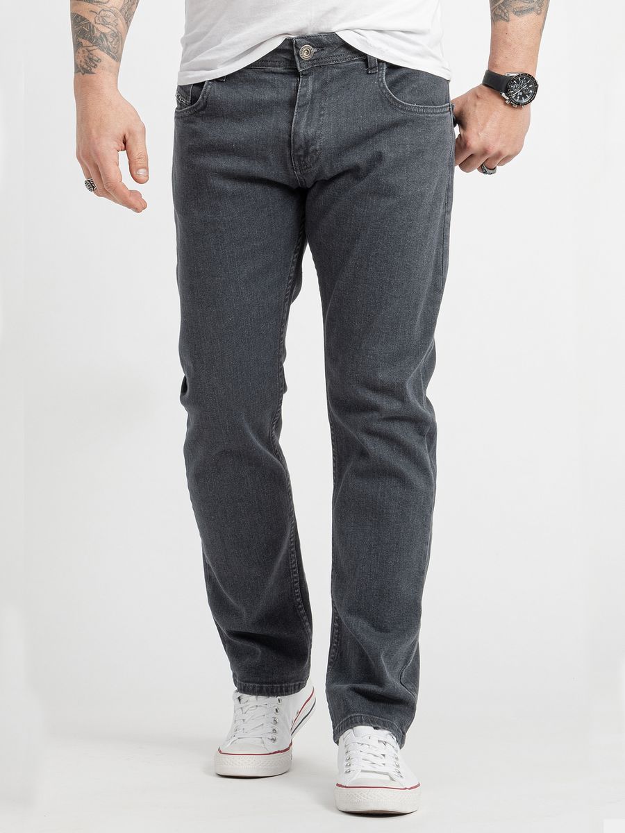 Dunkelgraue Stonewashed Slim Fit Jeans