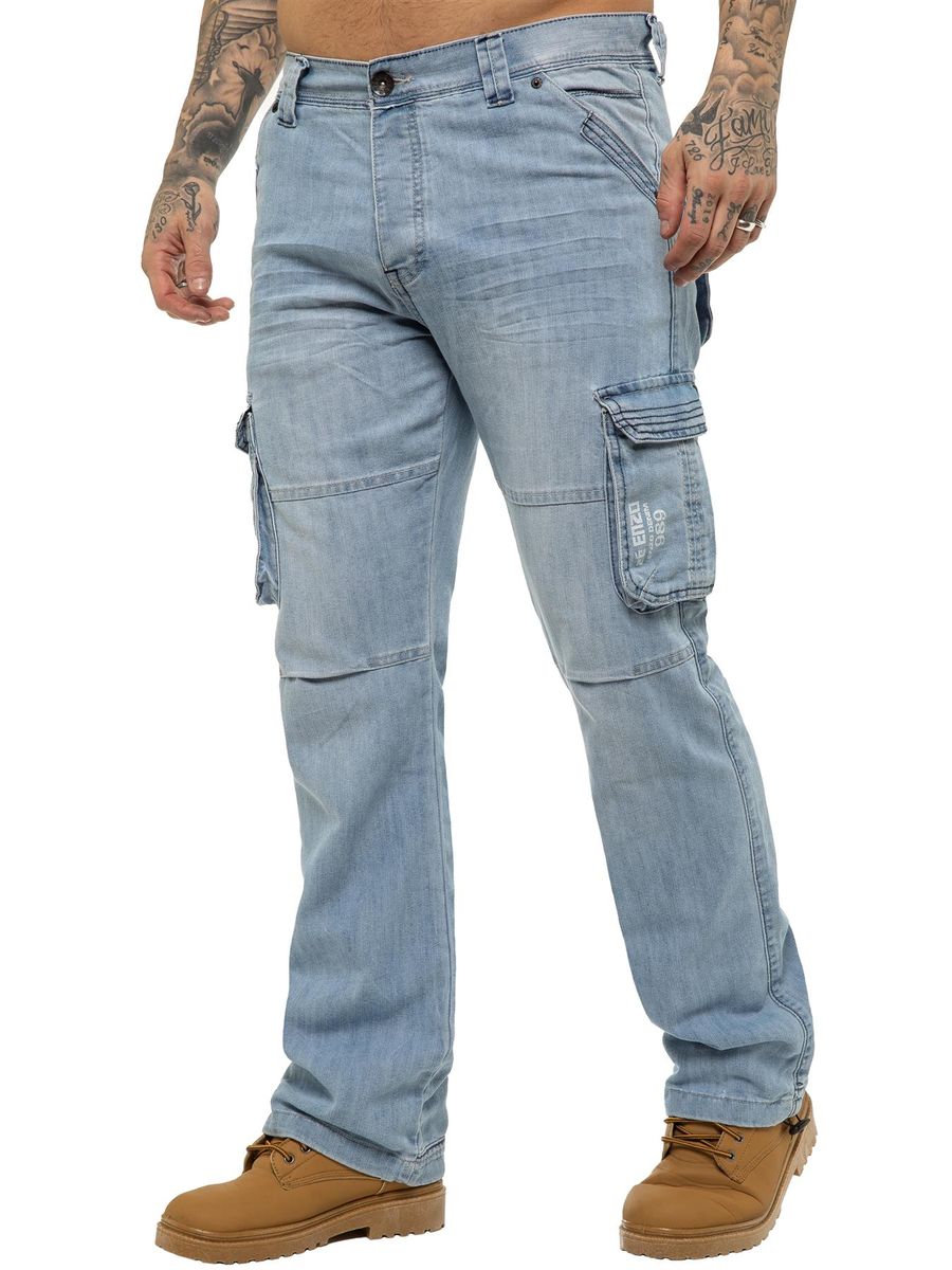 Herren Cargo Jeans aus hellblauem Denim