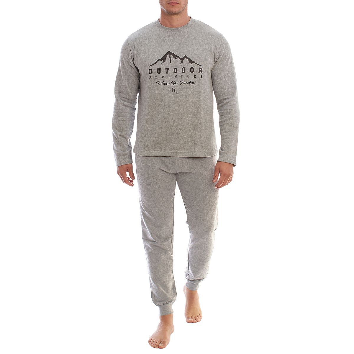 Herren-Langarm-Henley-Pyjama-Set