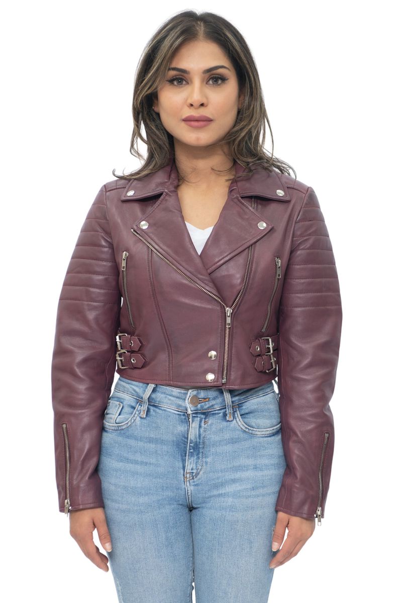 Kurze Bikerjacke aus Leder