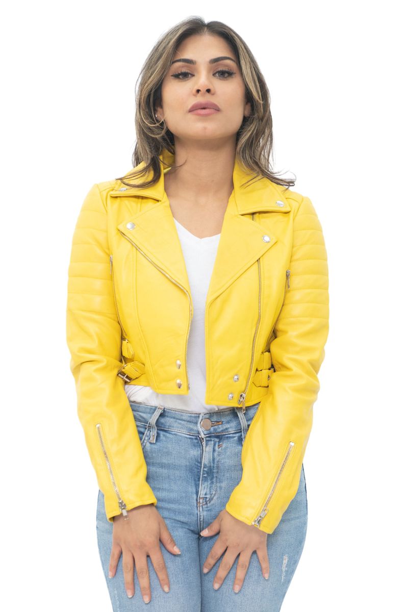 Kurze Bikerjacke aus Leder