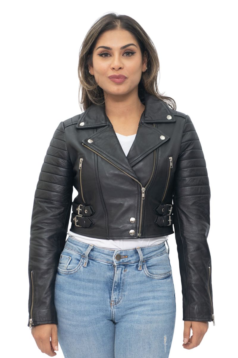 Kurze Bikerjacke aus Leder