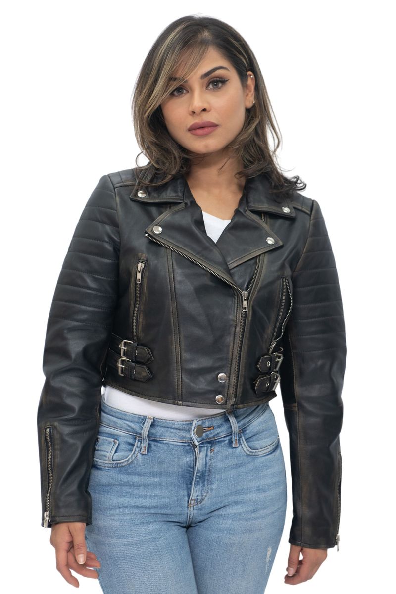 Kurze Bikerjacke aus Leder