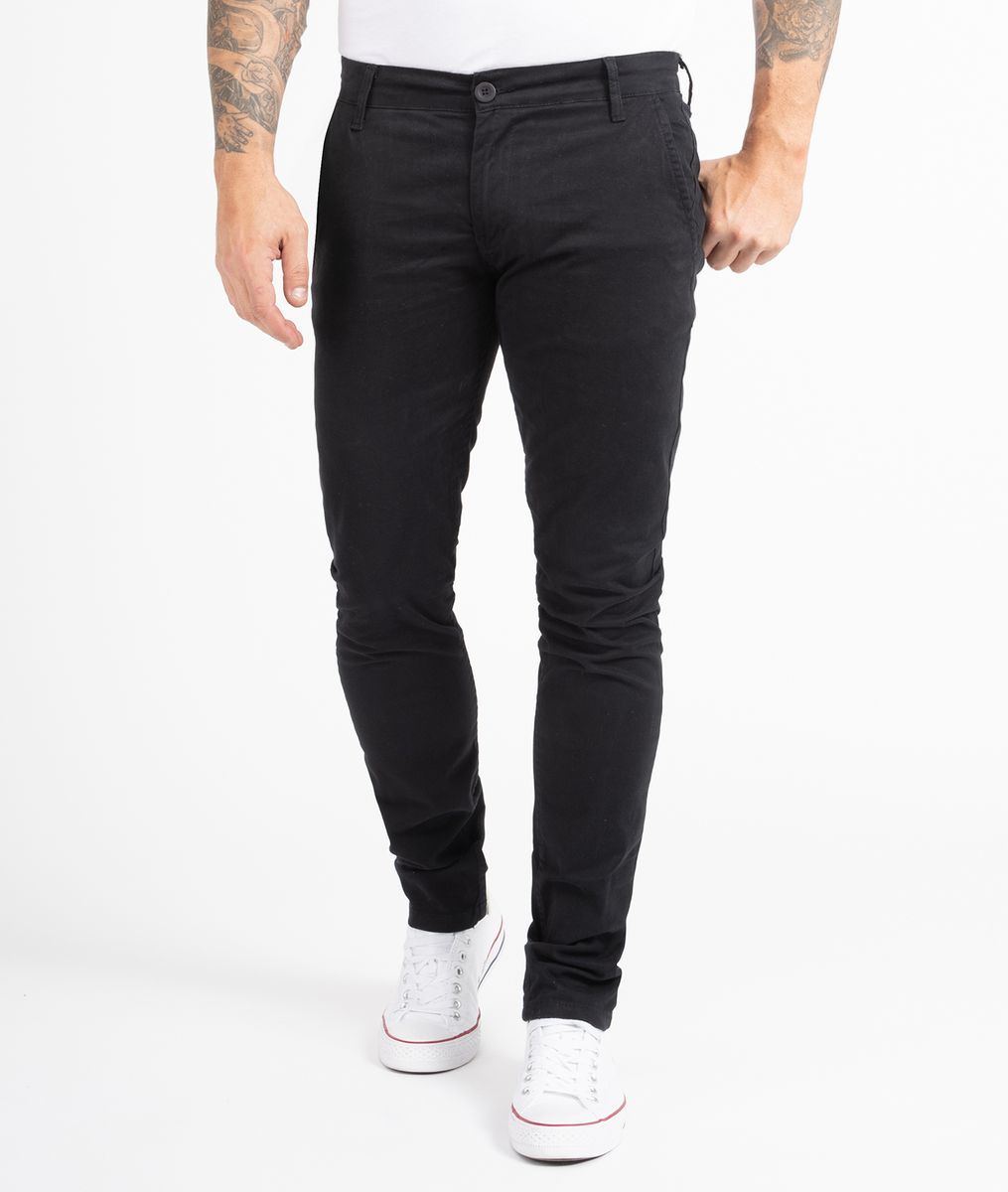Schwarze Slim Fit Chinohose