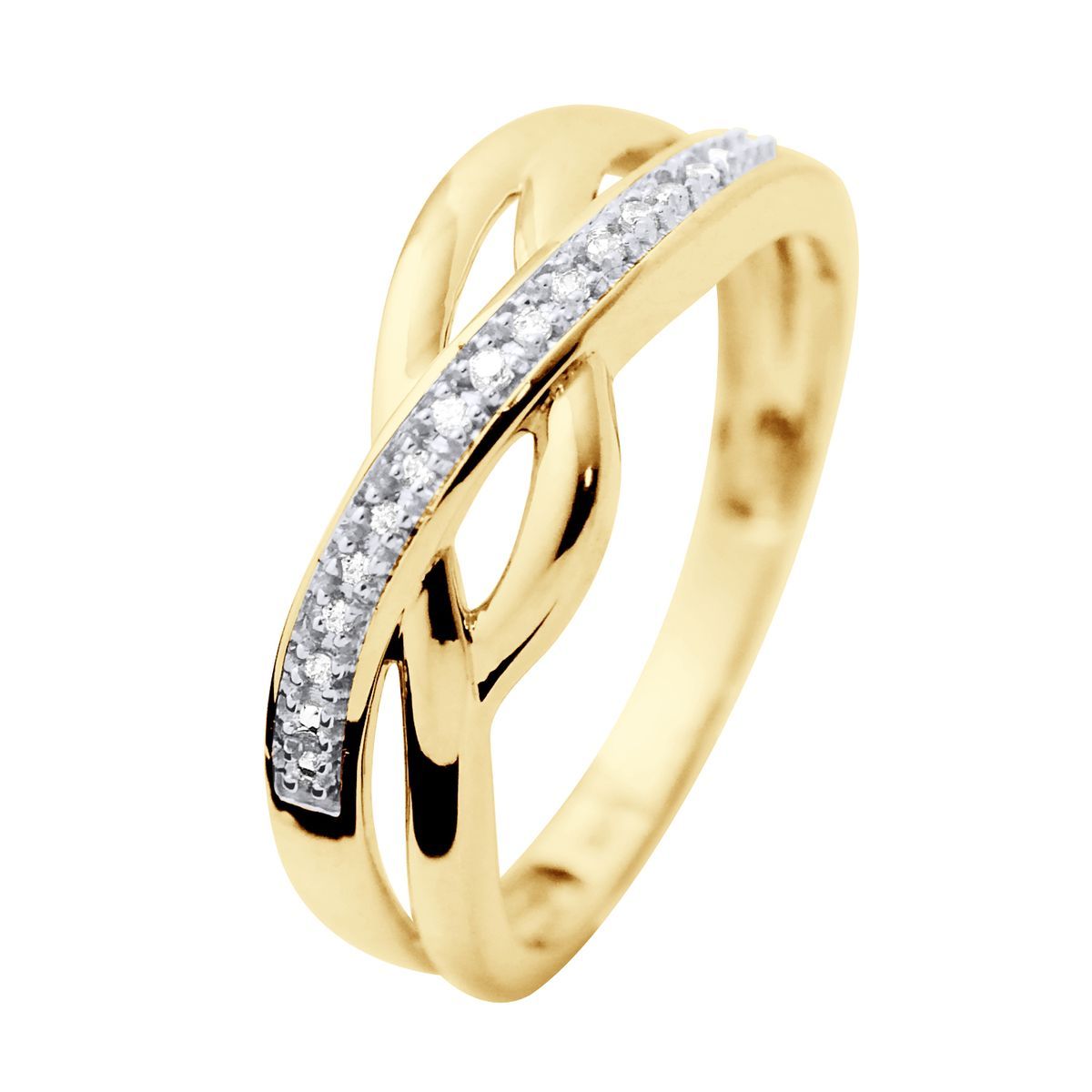 Verflochtener Diamantring aus Gelbgold