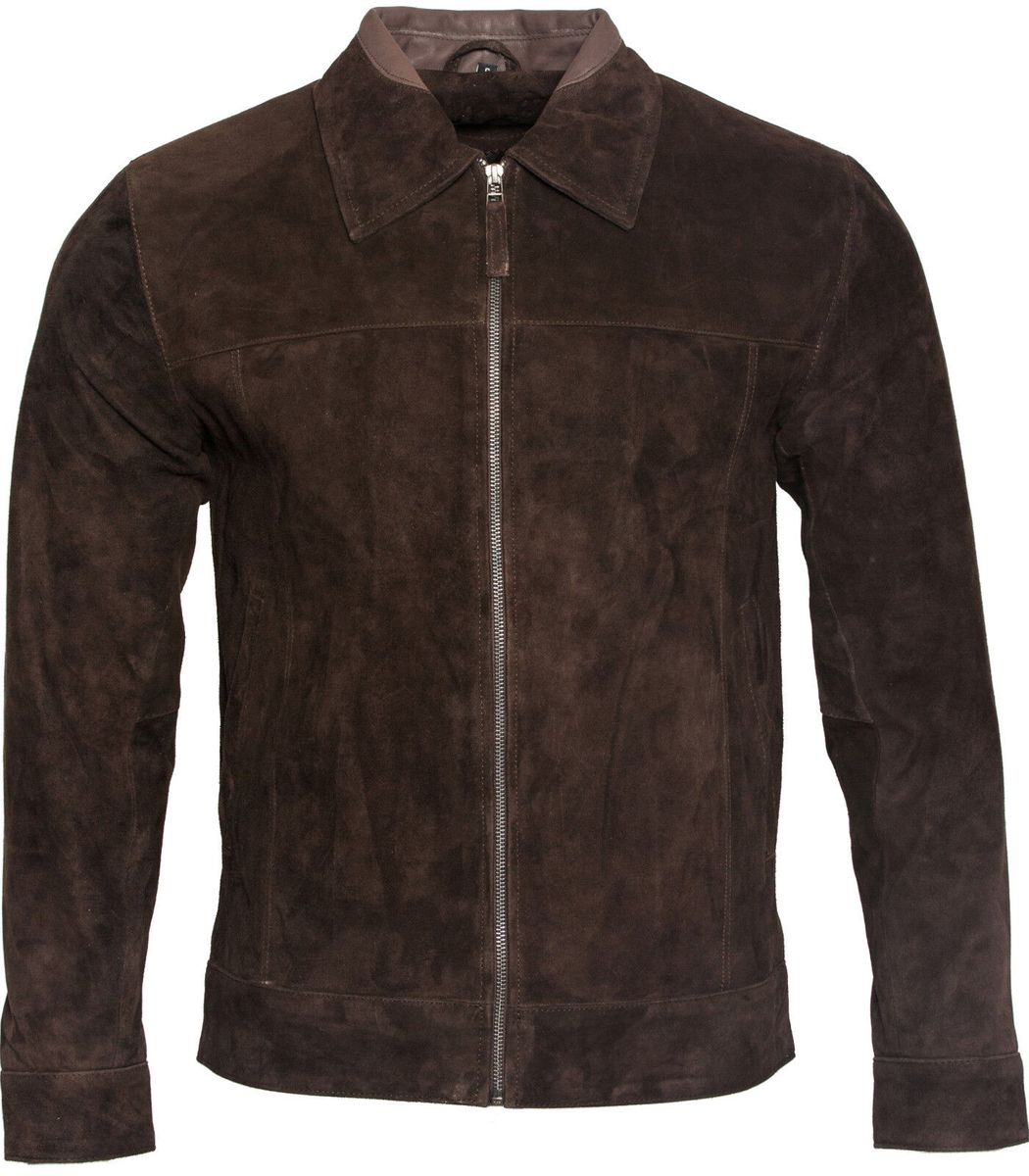Herren Biker Jacke aus braunem Wildleder