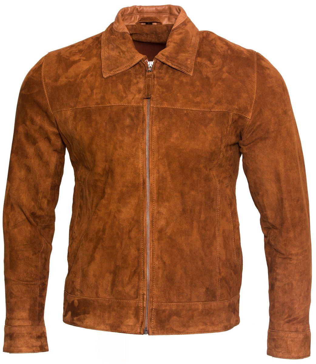 Herren Biker Jacke aus braunem Wildleder