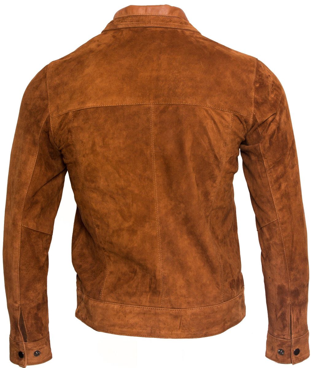 Retro-Bikerjacke aus Ziegenveloursleder