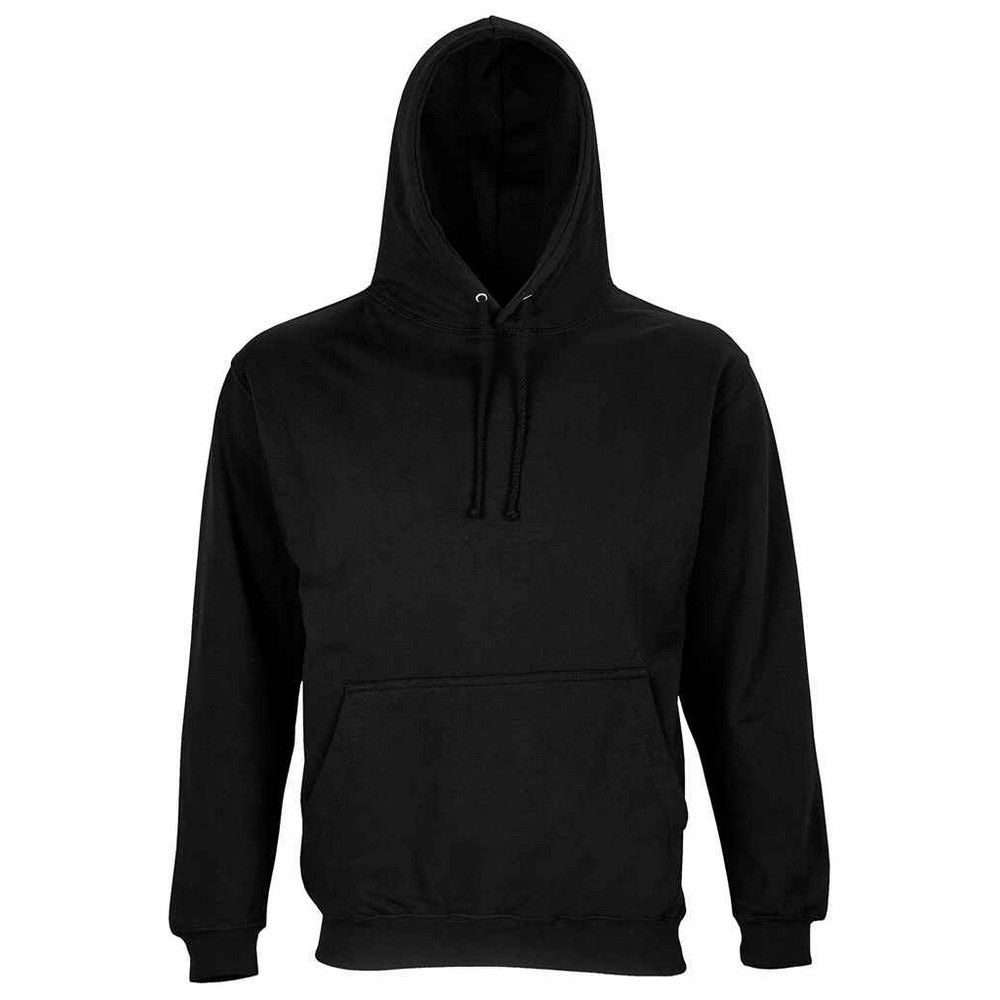 Unisex Schwarzer Kapuzenpullover zum Überziehen