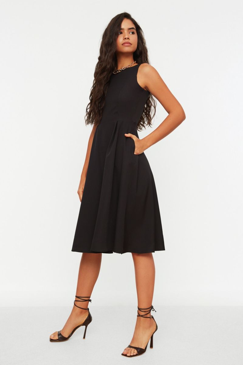 Ärmelloses A-Linien-Midikleid
