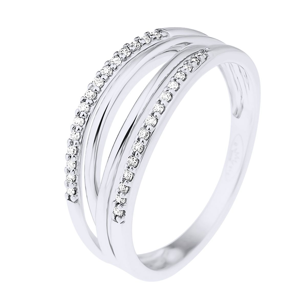 Eleganter dreireihiger Diamantring