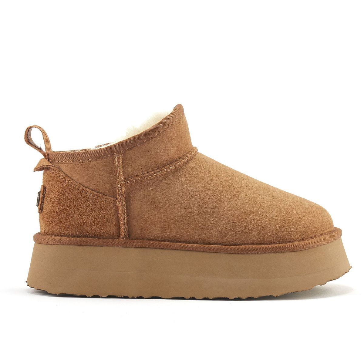 Kastanienbrauner Mini-Stiefel mit Plateau