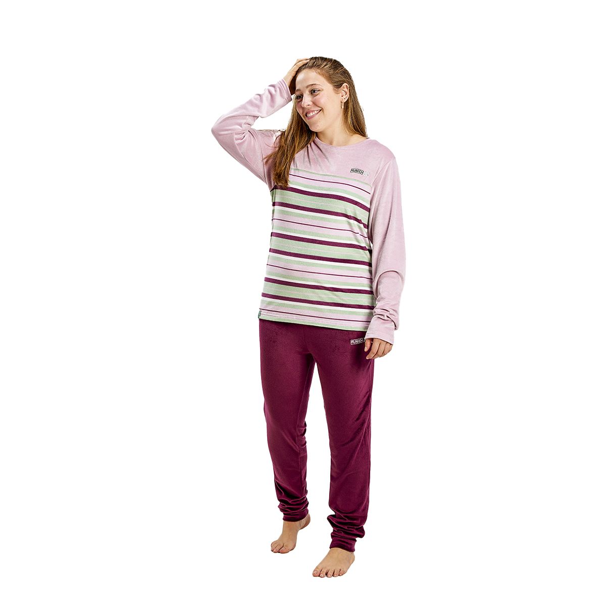 Gestreiftes Langarm-Pyjama-Set