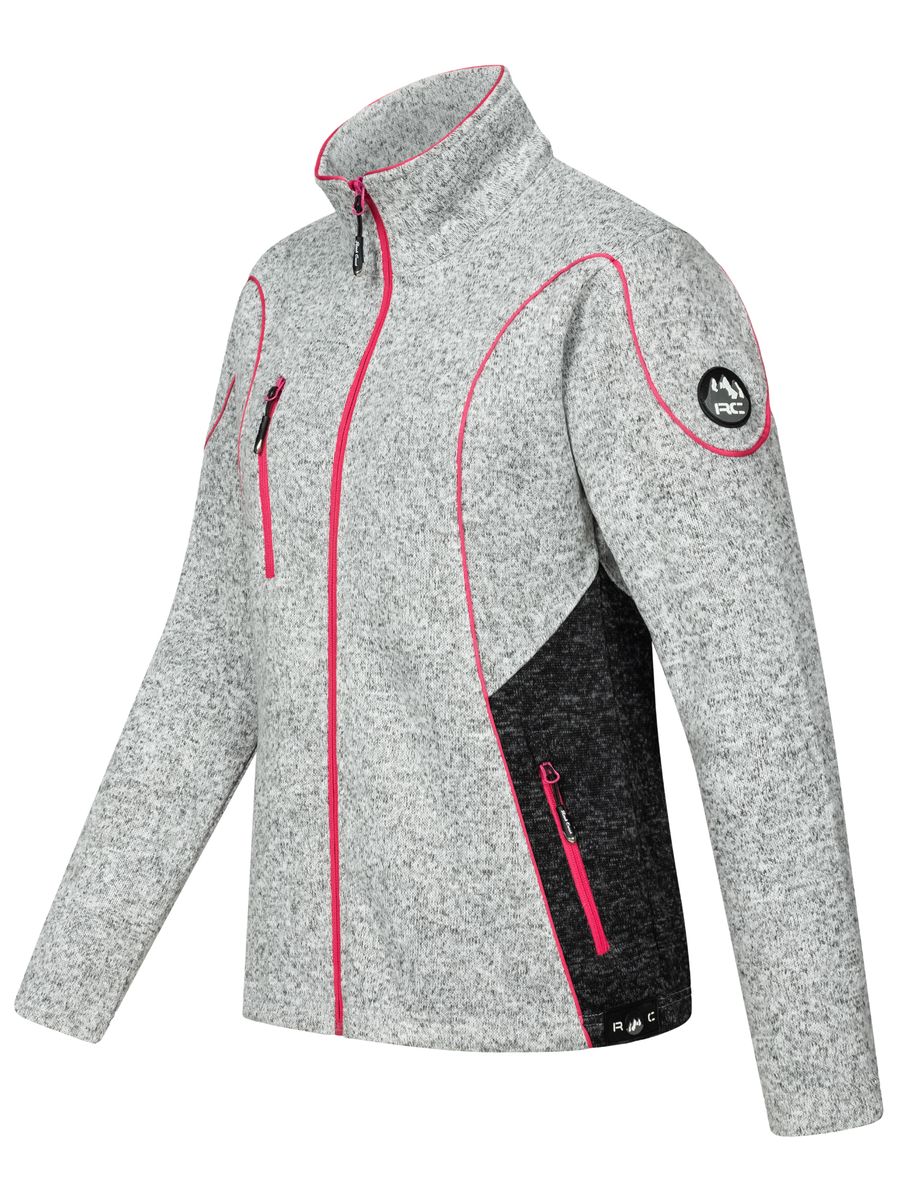 Melange-Fleecejacke mit kontrastfarbenen Paspeln