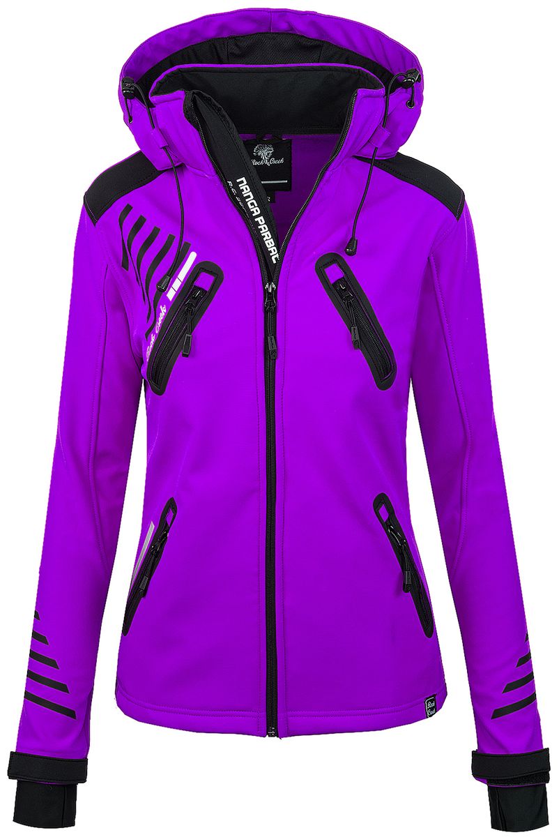Lila Softshelljacke mit Kapuze