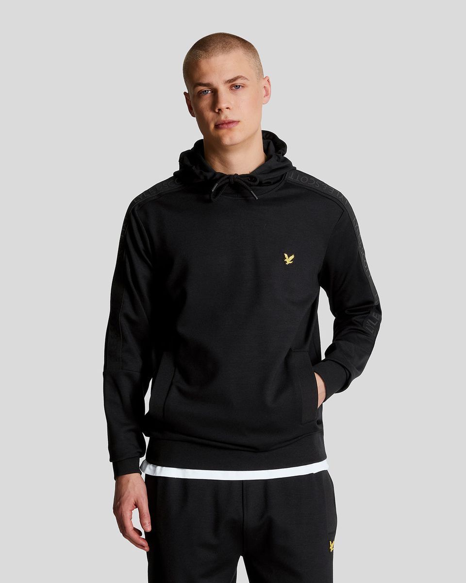Herren Schwarzer Logo-Tape-Hoodie