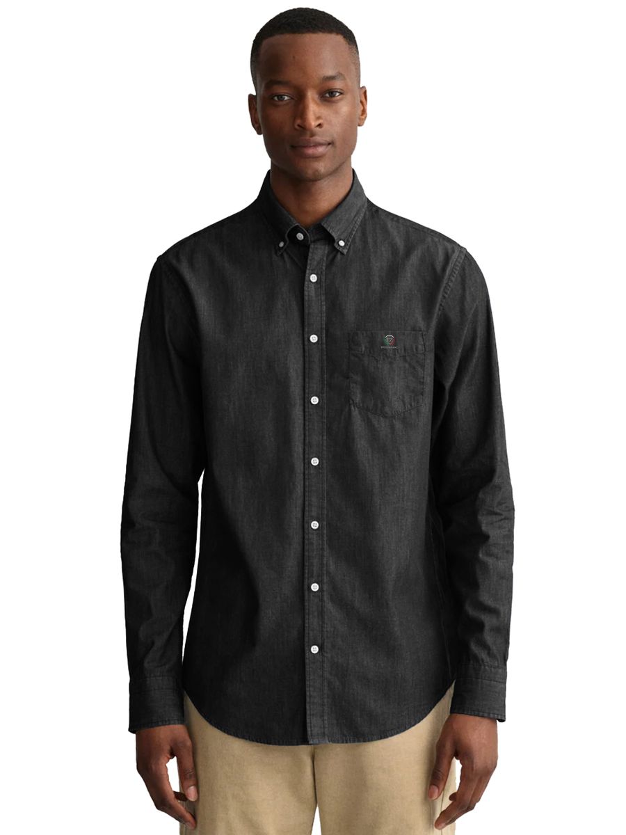 Regular Fit Denim Hemd mit Knopfleiste