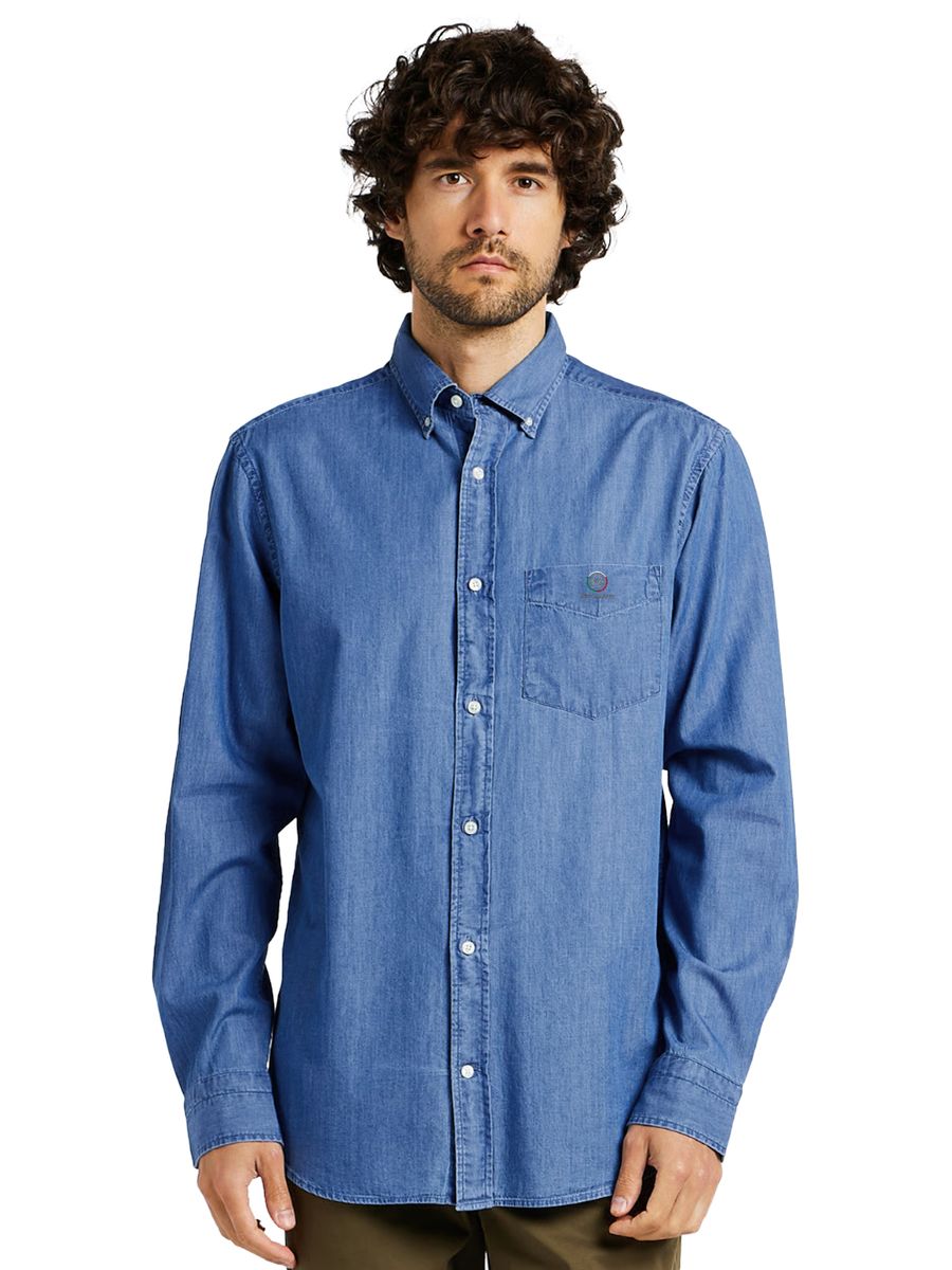 Regular Fit Denim Hemd mit Knopfleiste