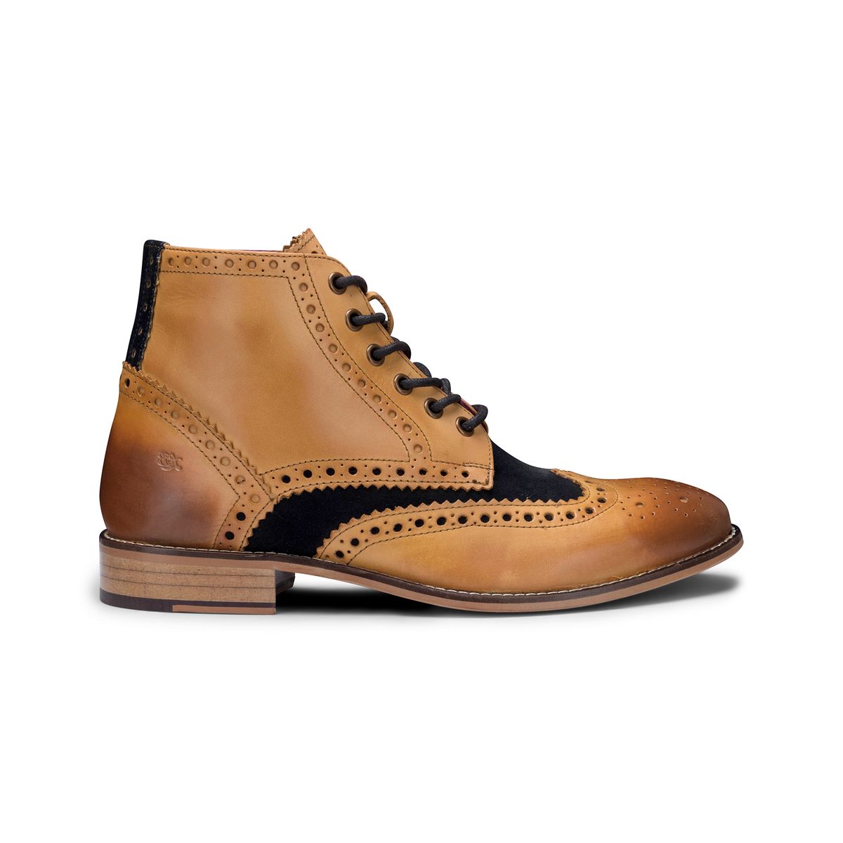 Klassische Herren Brogue Lederstiefelette
