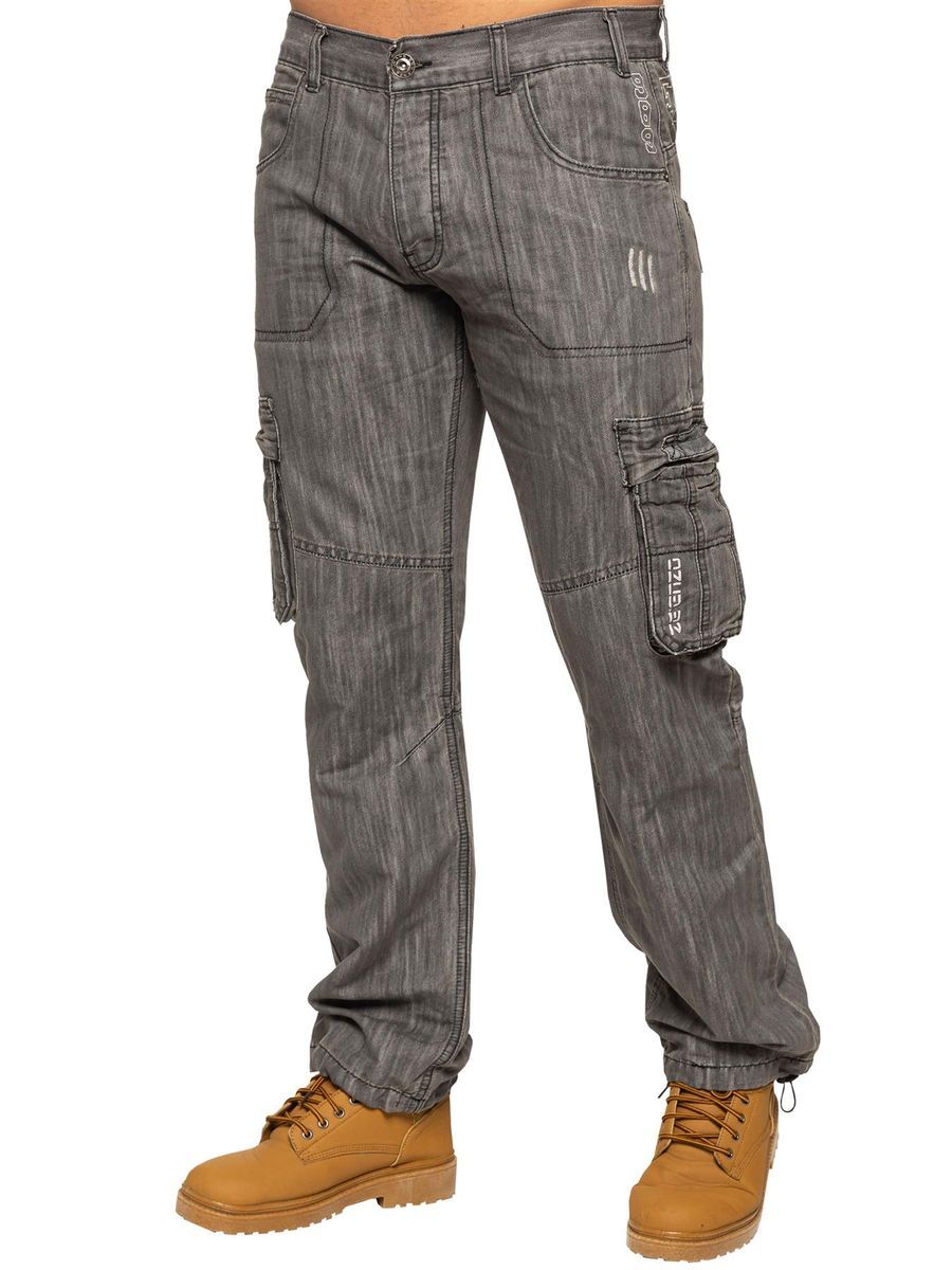 Graue Denim-Cargohose