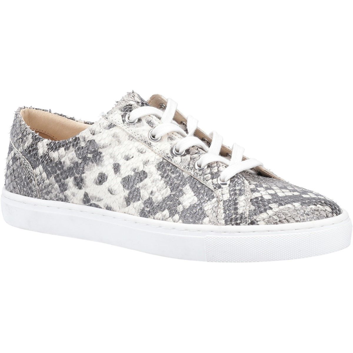 Leder-Schnürsneaker mit Pythonmuster