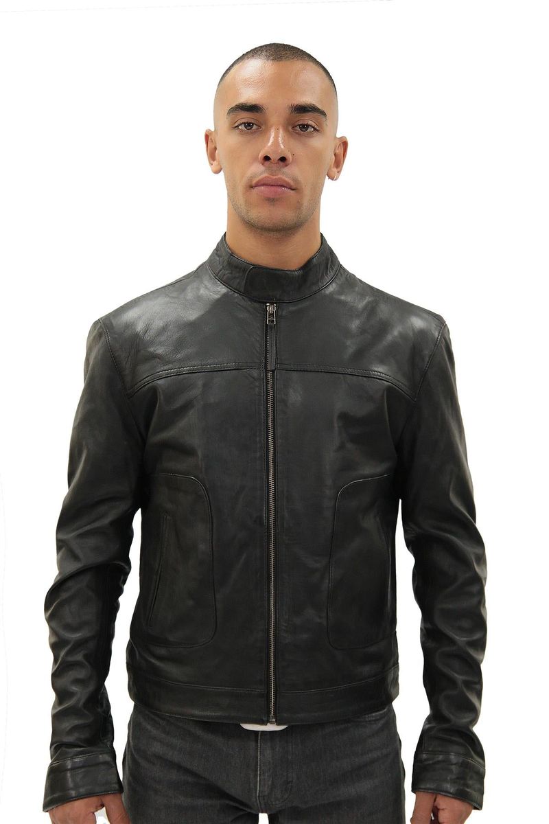 Klassische Herren-Bikerjacke aus Leder