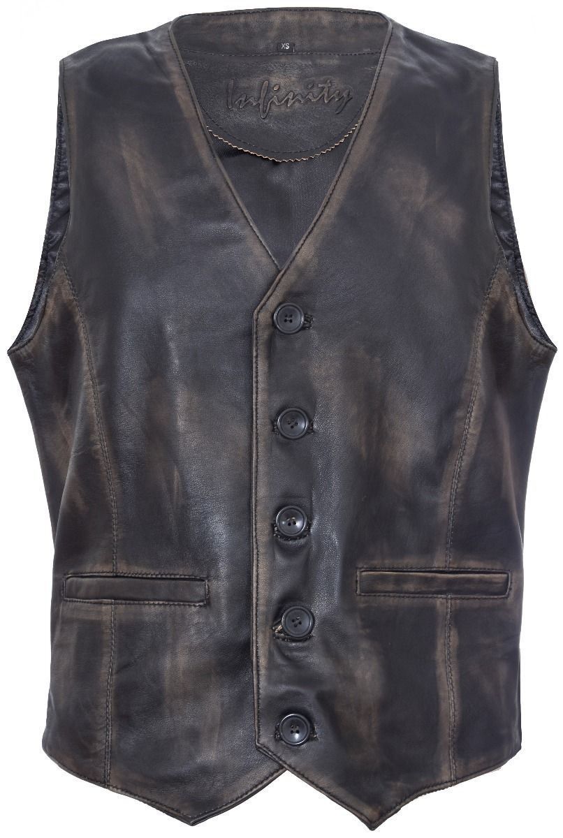 Klassische Nappa-Lederweste in Distressed-Optik