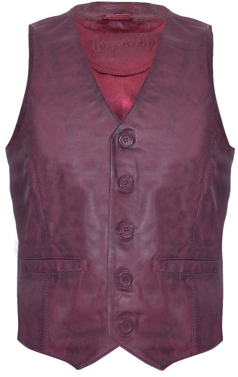 Klassische Nappa-Lederweste in Distressed-Optik