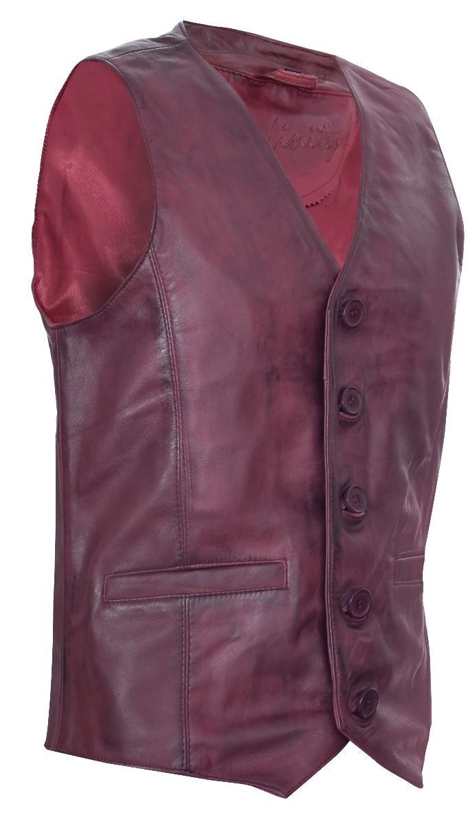 Klassische Nappa-Lederweste in Distressed-Optik
