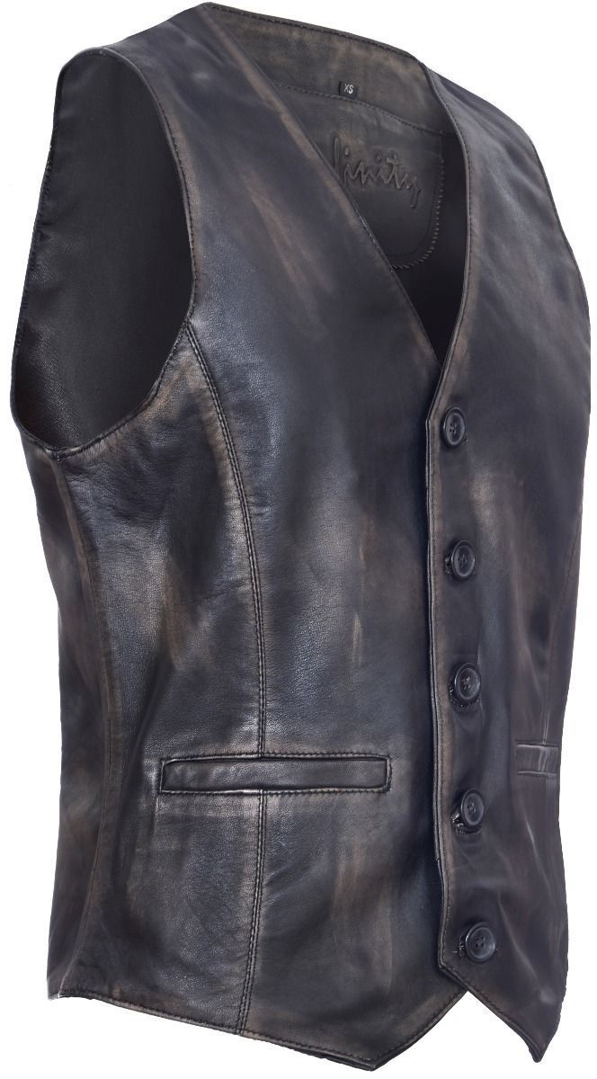 Klassische Nappa-Lederweste in Distressed-Optik