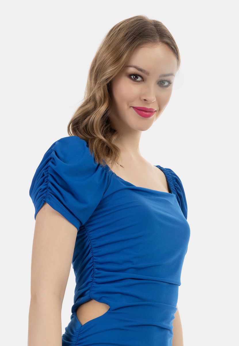 Drapiertes Minikleid mit Puffärmeln