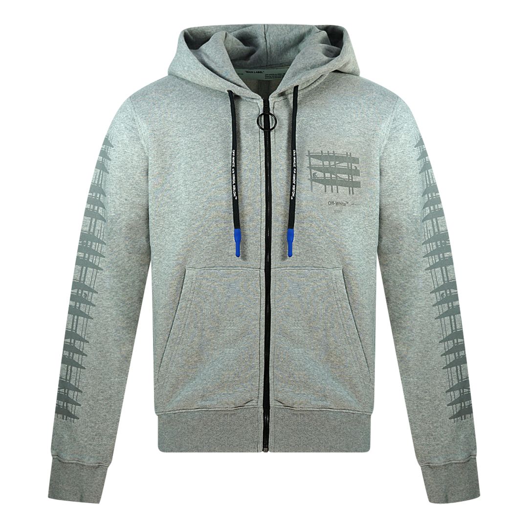 Grauer Kapuzenpullover mit Logo und Reißverschluss