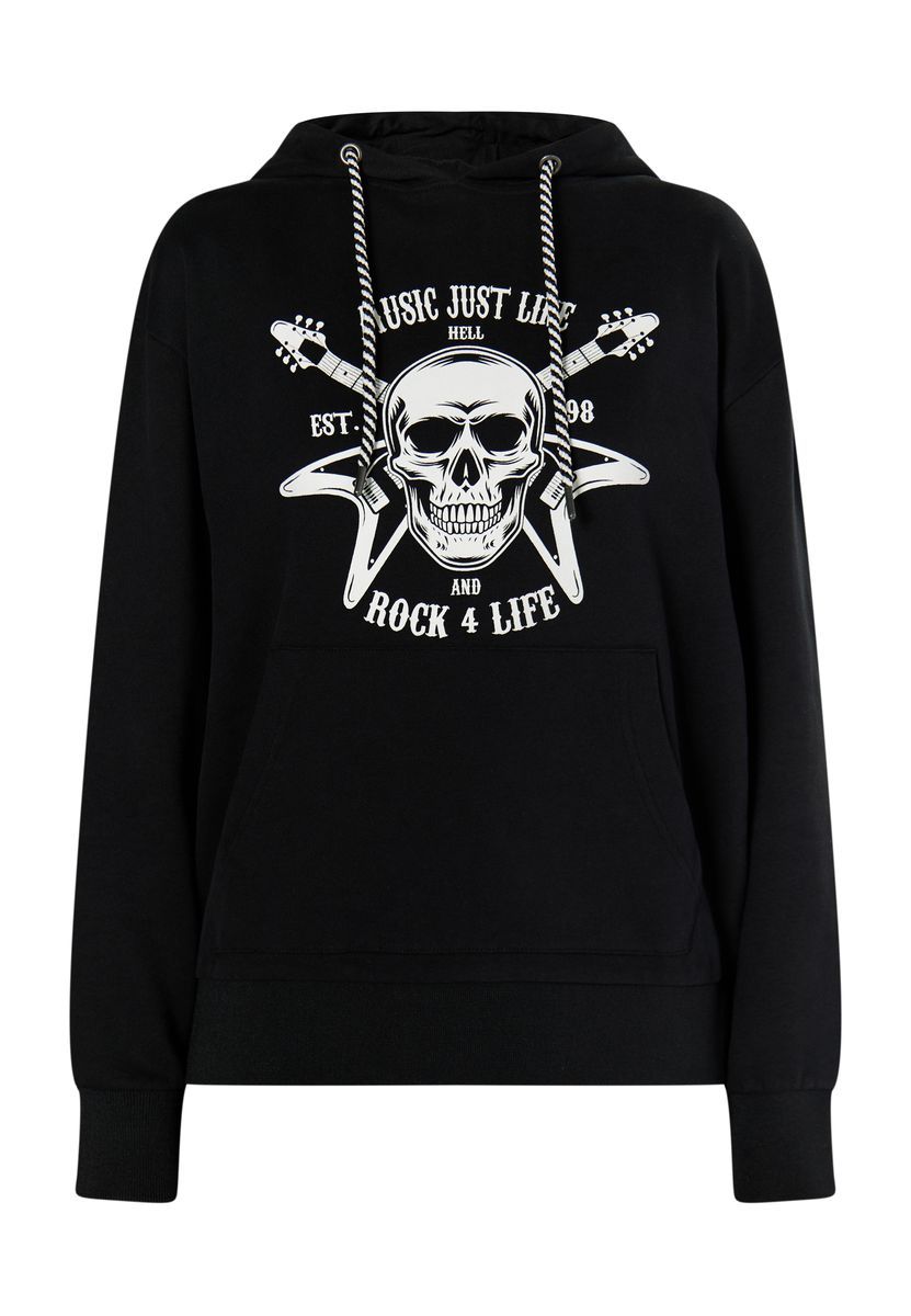 Kapuzenpullover mit Totenkopf-Grafikprint