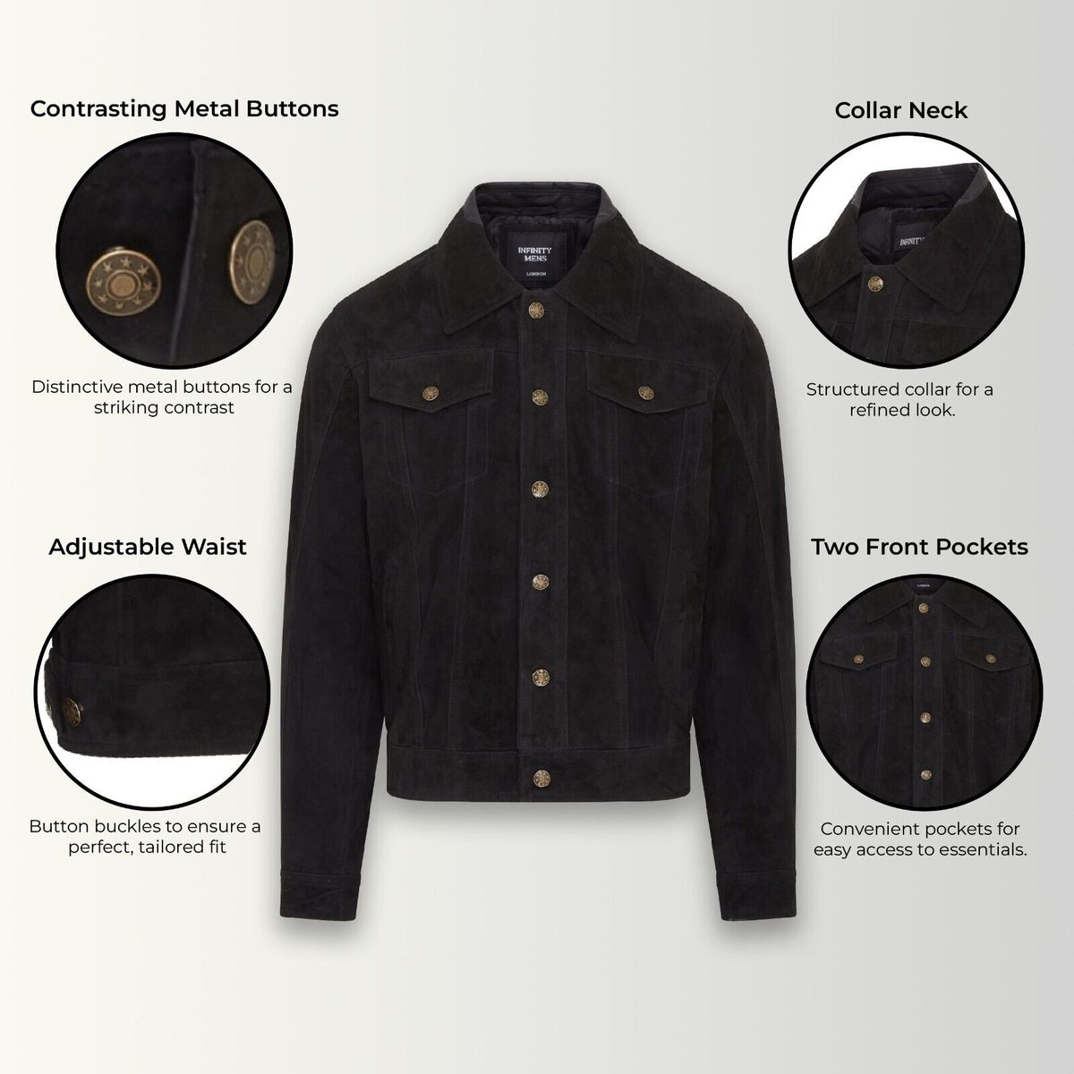Slim-Fit Truckerjacke aus Ziegenwildleder
