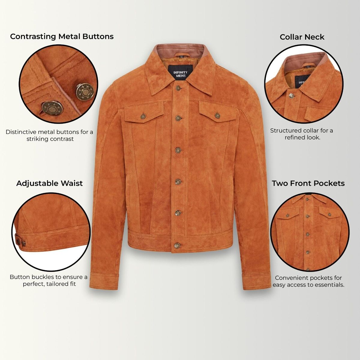Slim-Fit Truckerjacke aus Ziegenwildleder