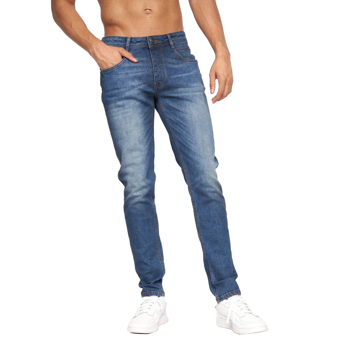 Herren Slim Fit Stone Wash Jeans