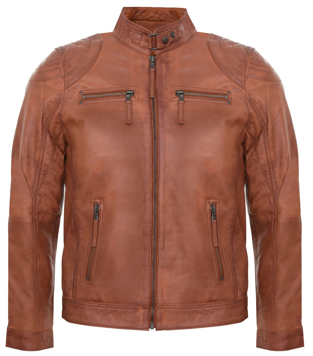 Leder-Bikerjacke mit Reißverschlüssen