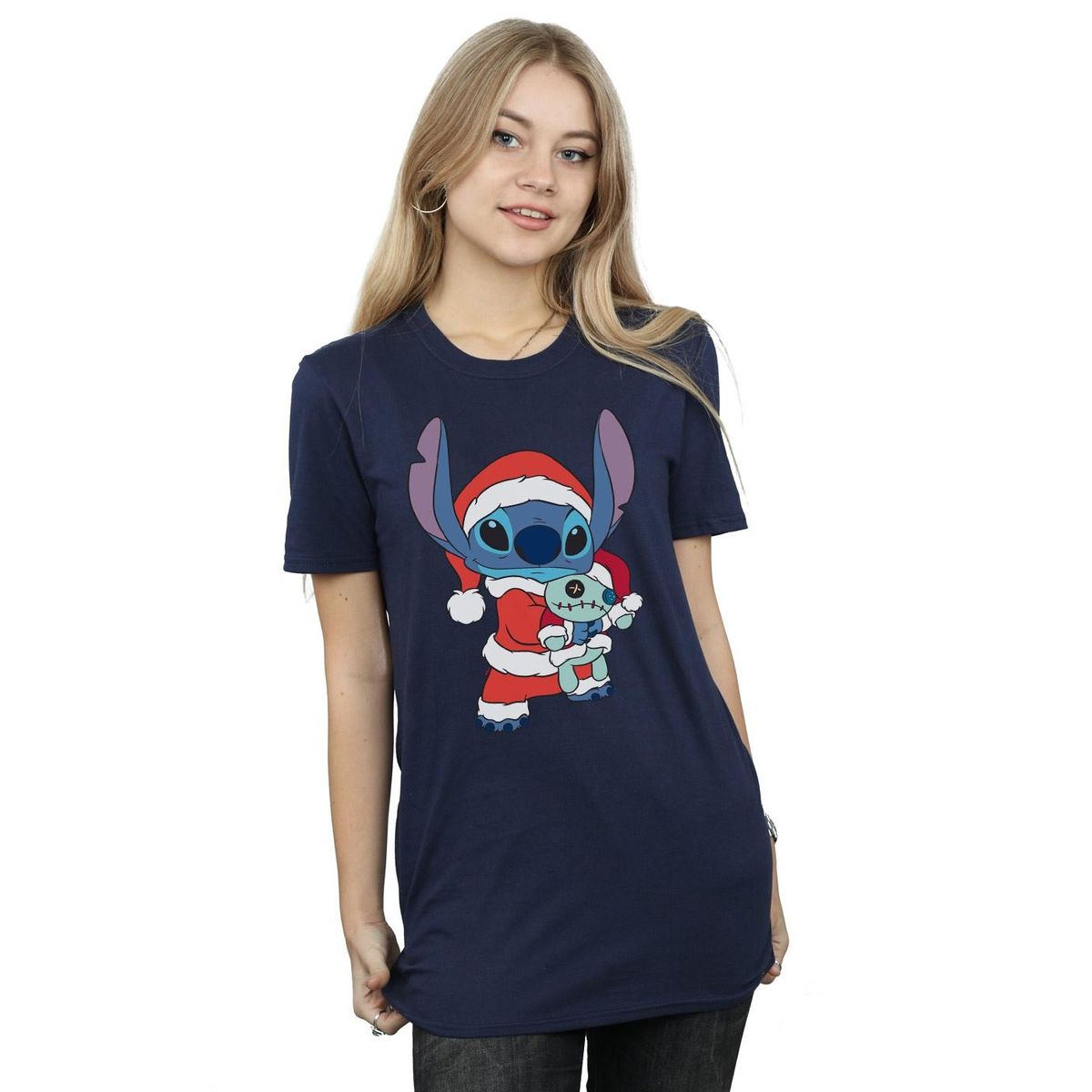 Festives Boyfriend-T-Shirt mit Charakter-Print
