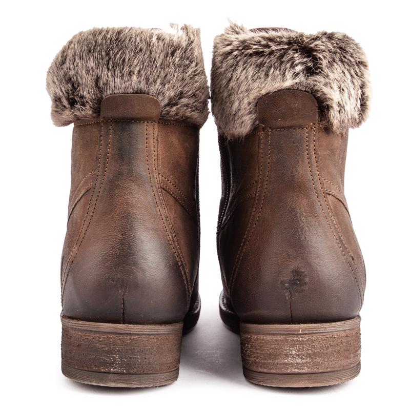 Schnürstiefeletten aus Leder mit Kunstfell