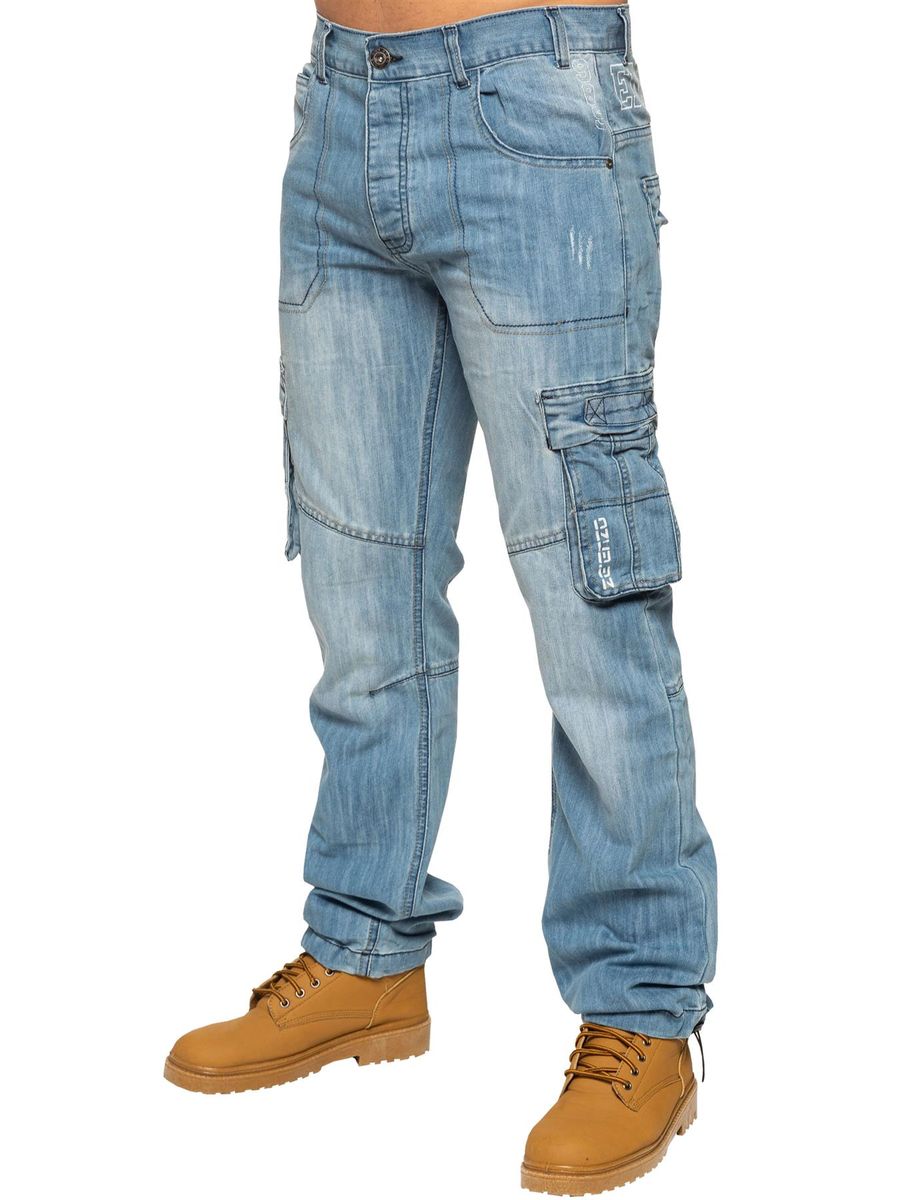 Herren Cargo Jeans mit heller Waschung