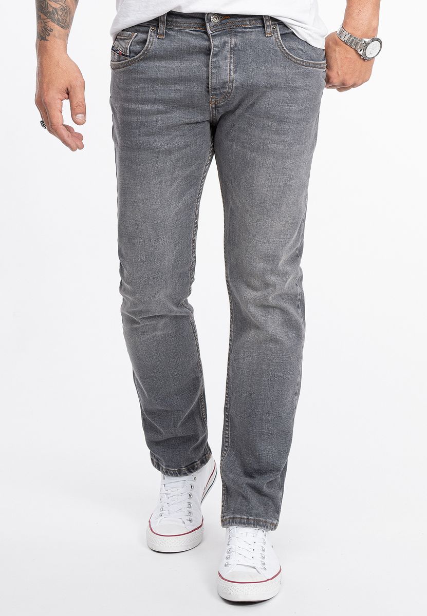 Gerade geschnittene Denim Jeans im Used-Look