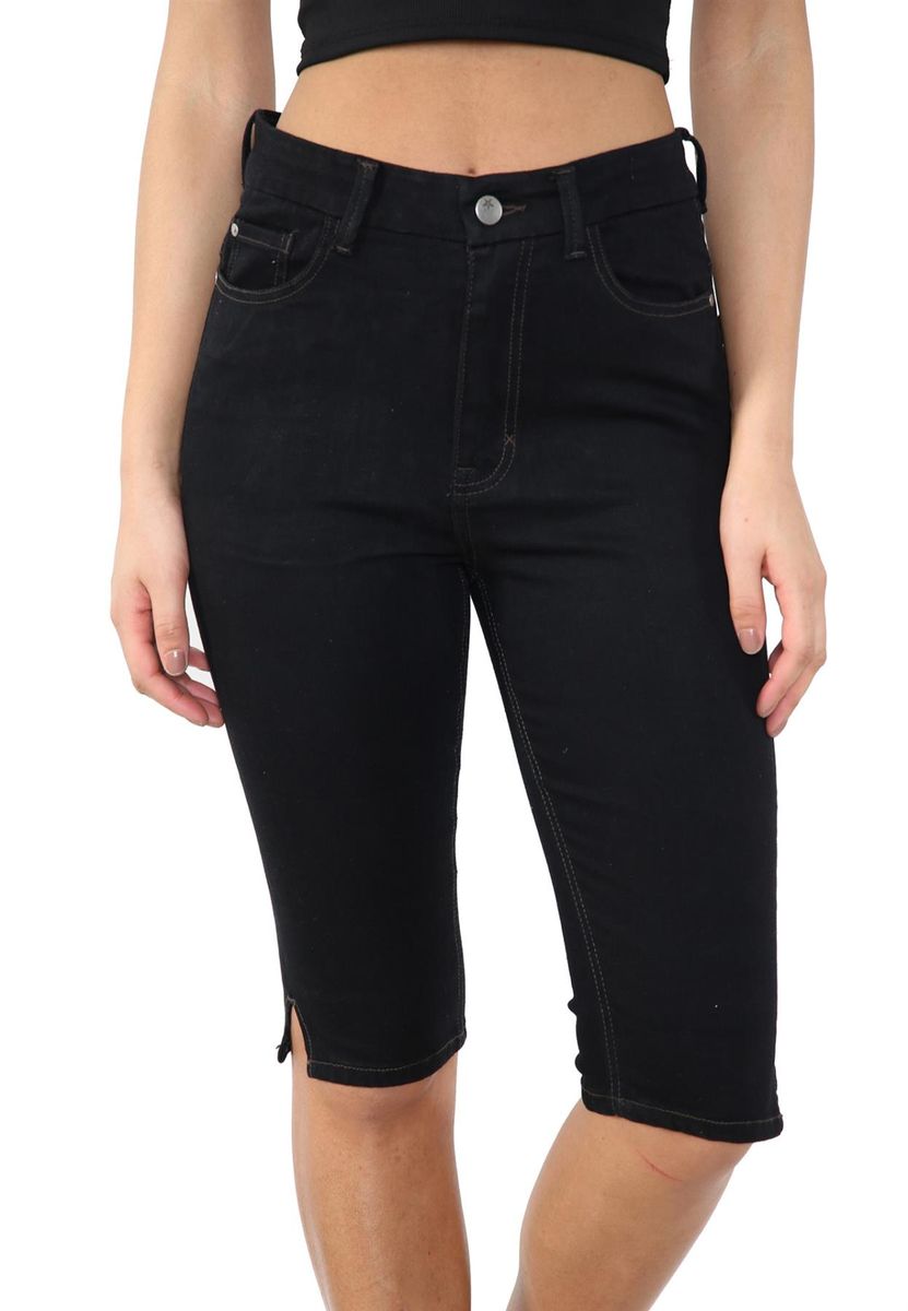 Damen High-Waist Denim Capri Shorts
