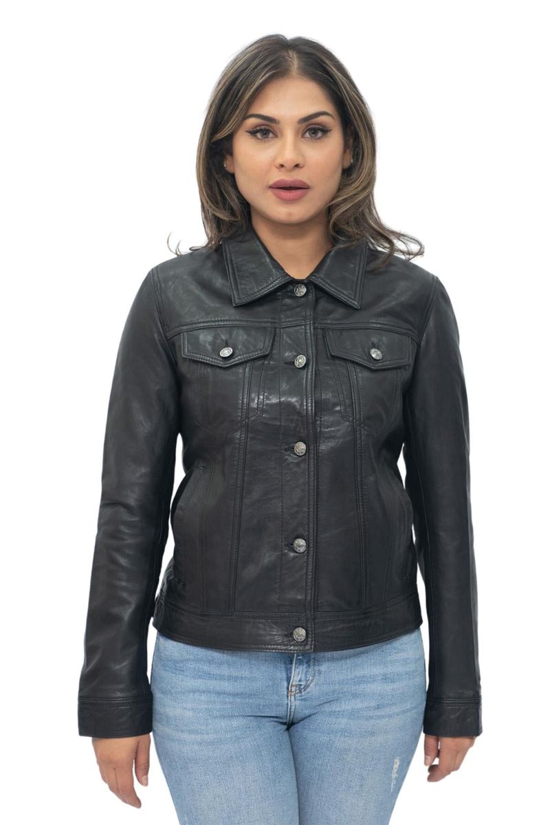 Premium Leder Truckerjacke