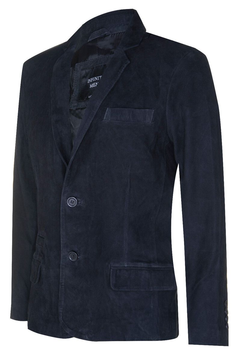 Slim-Fit Blazer aus Ziegenveloursleder