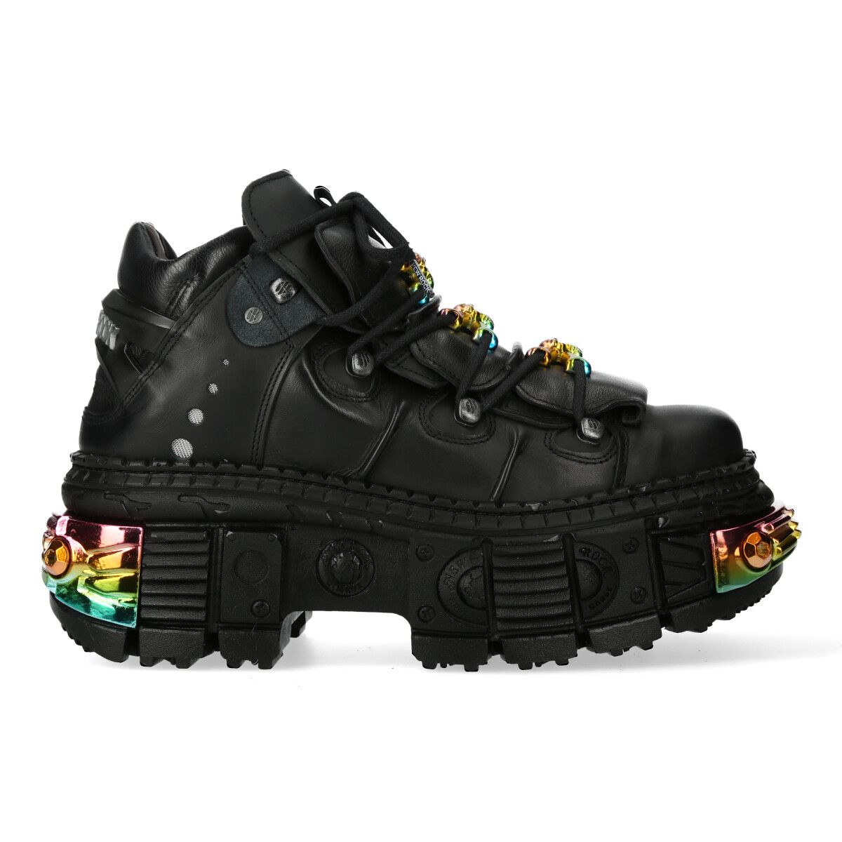 Plateau-Stiefeletten mit Regenbogen-Hardware