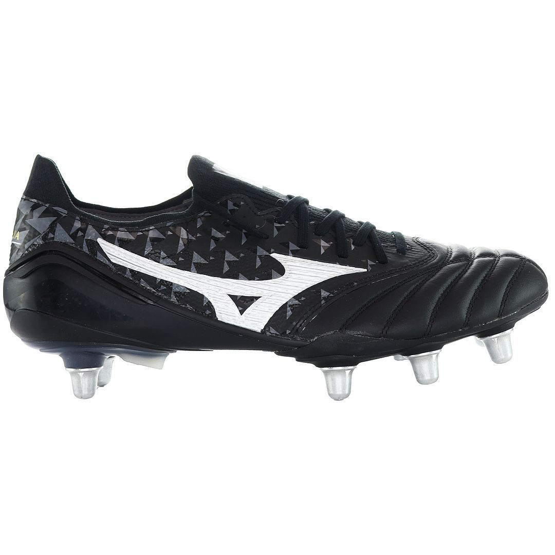 Schwarze Fußballschuhe aus Leder für weichen Boden