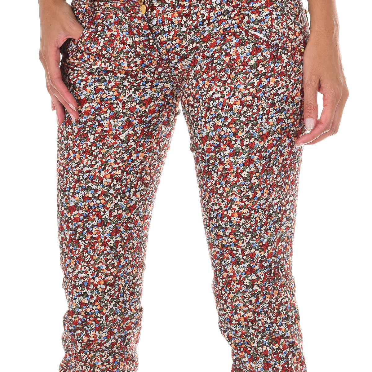 Schmal geschnittene Streublumen-Hose