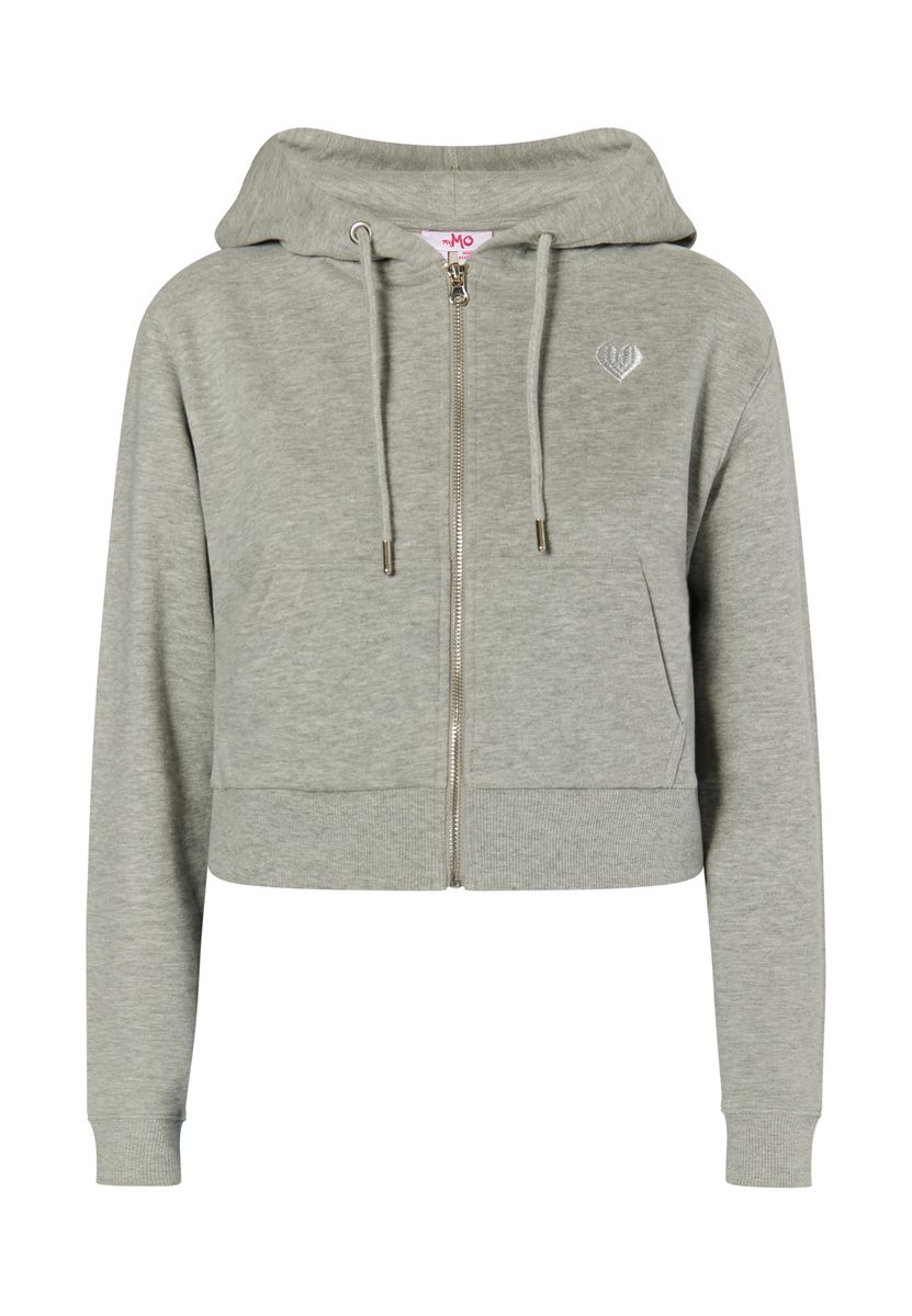 Mymo Kapuzenpullover mit Reißverschluss Damen grau melange